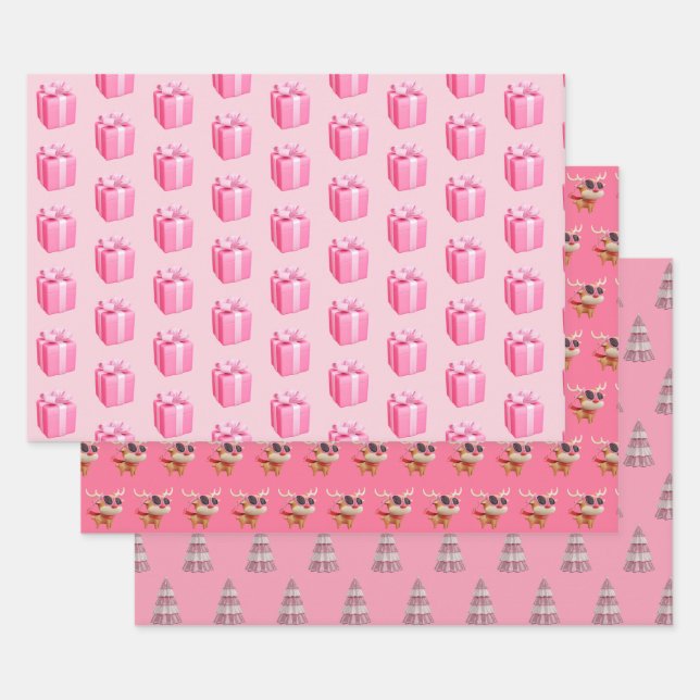 Barbie Pink Christmas Wrapping paper 3 sheets (Set)