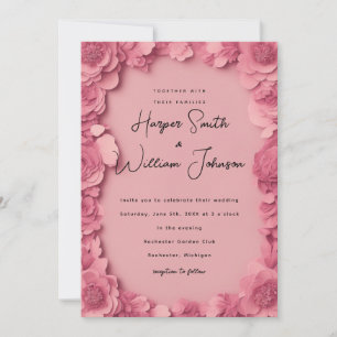 barbiecore floral wedding invitation
