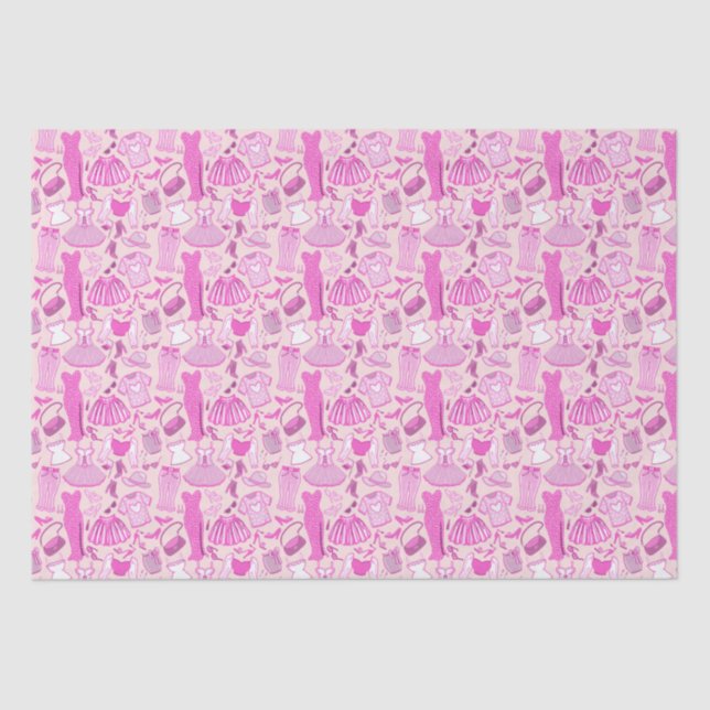 Barbiecore Pink and Hot Pink Fashion Tissue Paper (Front)