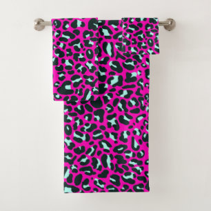 Barbiecore Pink Cheetah Leopard Animal Print   Bath Towel Set
