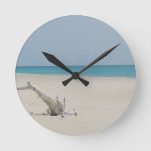 Barbuda Driftwood Beach Round Clock