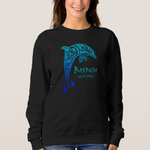 Barbuda West Indies Vintage Retro Tribal Dolphin V Sweatshirt