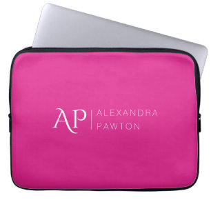 Barby Pink Simple Minimalist Personalised Laptop Sleeve