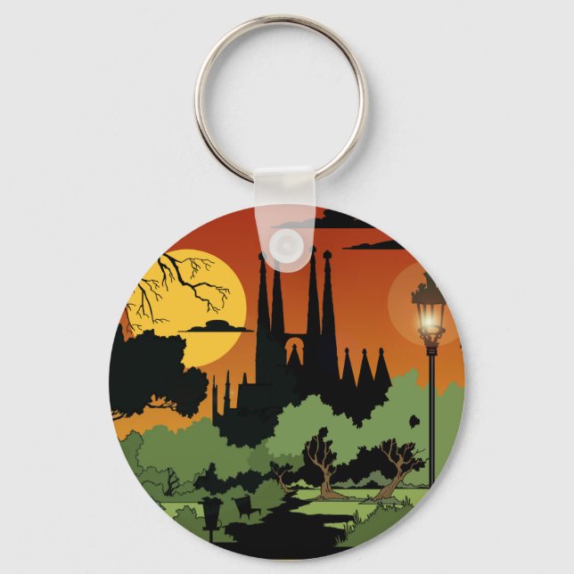 Barcelona 2.25" Basic Button Keychain (Front)