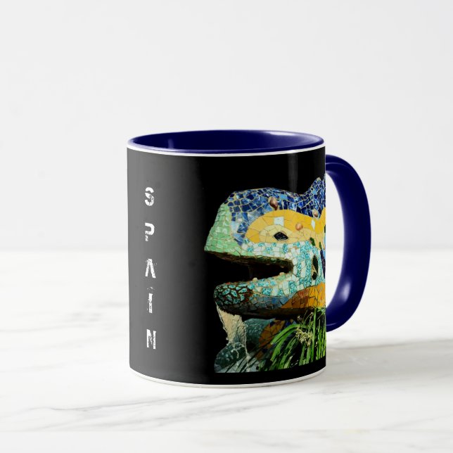 Barcelona Art Mug, Spanish, Gaudi - Lizard Mug (Front Right)