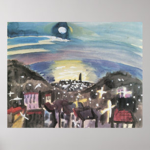 Barcelona at night (1st version) by Walter Gramatt Poster