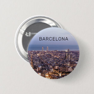 Barcelona Catalonia Sunset Skyline Spain Cityscape 6 Cm Round Badge