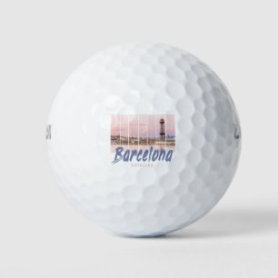 Barcelona Catalonia sunset Skyline Spain vintage Golf Balls