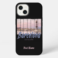 Barcelona Catalonia sunset Skyline Spain vintage