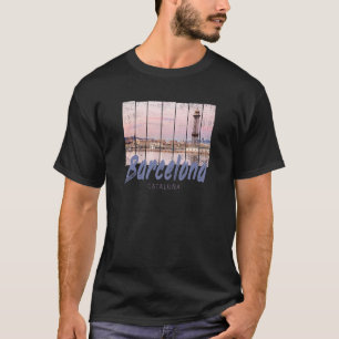 Barcelona Catalonia Sunset Skyline Spain Vintage S T-Shirt