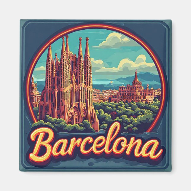 🧲 Barcelona City Break Memory Spain 🌴 Magnet (Front)