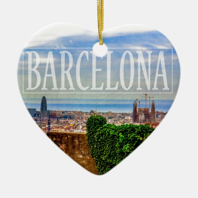 Barcelona city ceramic tree decoration (Front)