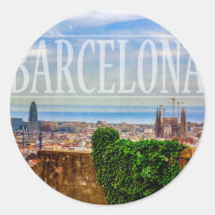 Barcelona city classic round sticker