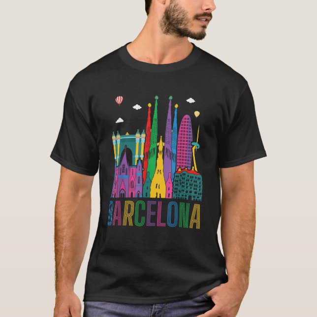 Barcelona City Landscape Attractions Architecture  T-Shirt (Front)