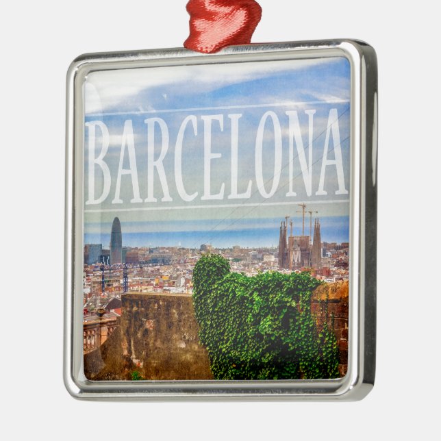 Barcelona city metal tree decoration (Left)