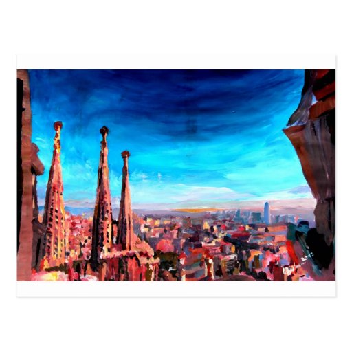 Image of Barcelona City View And Sagrada Familia Postcard