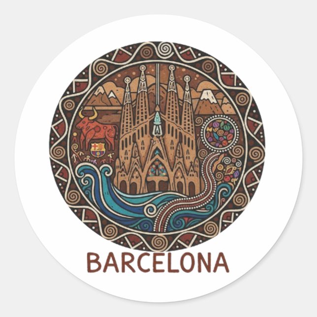 BARCELONA CLASSIC ROUND STICKER (Front)