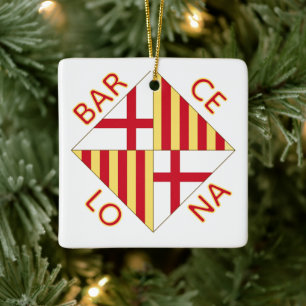 Barcelona coat of arms ceramic ornament