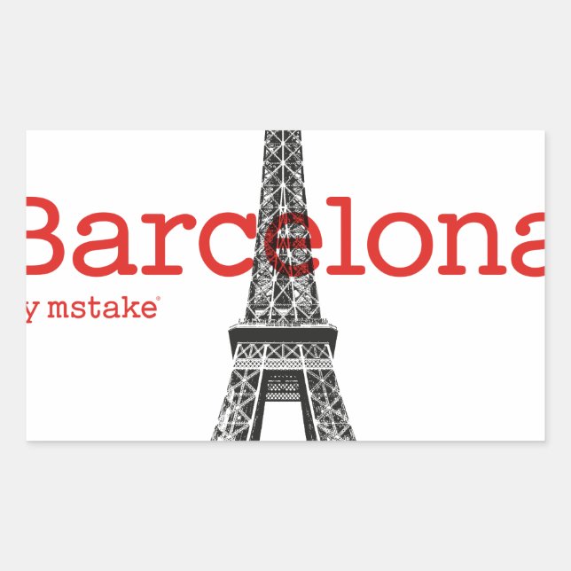 Barcelona-Eiffel by mstake Rectangular Sticker (Front)