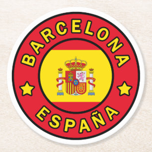 Barcelona España Round Paper Coaster
