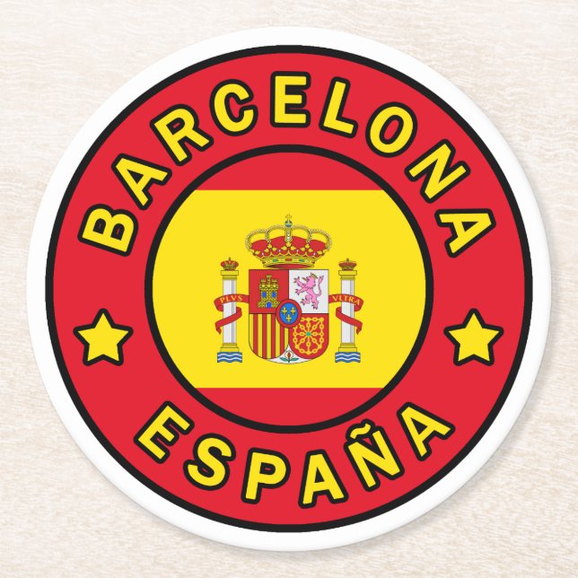 Barcelona España Round Paper Coaster (Front)