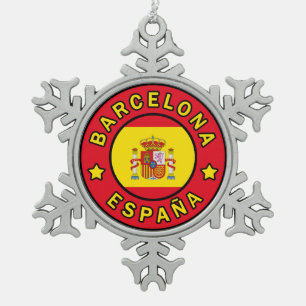 Barcelona España Snowflake Pewter Christmas Ornament