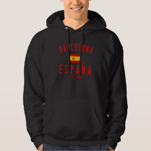 Barcelona Espana Spain Est Souvenir Flag Map Vaca Hoodie