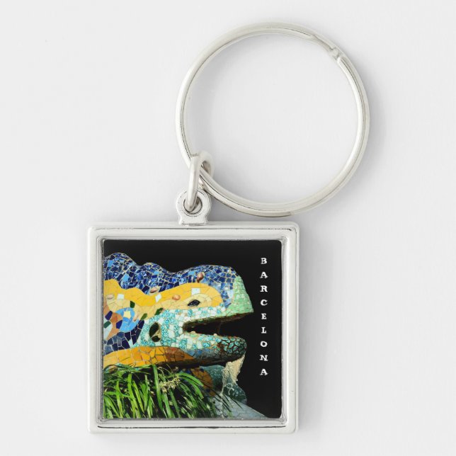 Barcelona, Gaudi - Lizard, Spain - city Key Ring (Front)