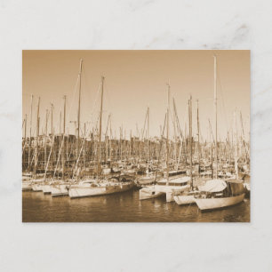 Barcelona Harbour - Sailboats - Postcard