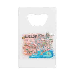 Barcelona Illustrated Travel Map with Roads