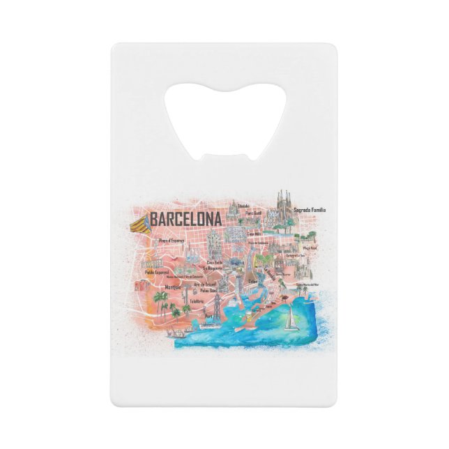 Barcelona Illustrated Travel Map with Roads (Front)