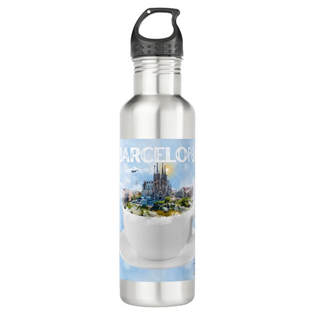 Barcelona in a Teacup – Sagrada Familia Skyline 710 Ml Water Bottle (Front)