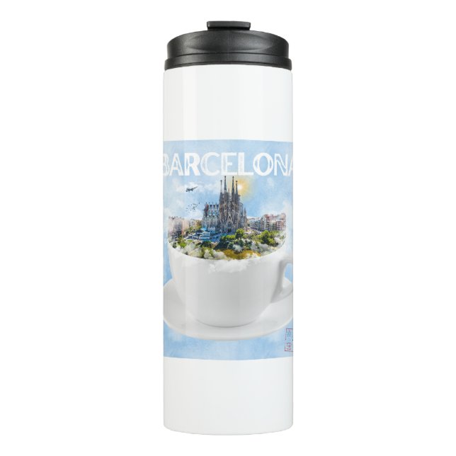 Barcelona in a Teacup – Sagrada Familia Skyline Thermal Tumbler (Front)