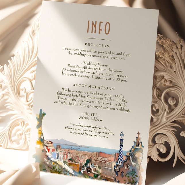 Barcelona Insert INFO Details Spain Wedding Invita Invitation (Creator Uploaded)