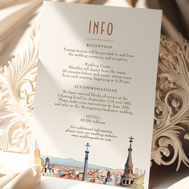 Barcelona Insert INFO Details Spain Wedding Invita Invitation (Creator Uploaded)