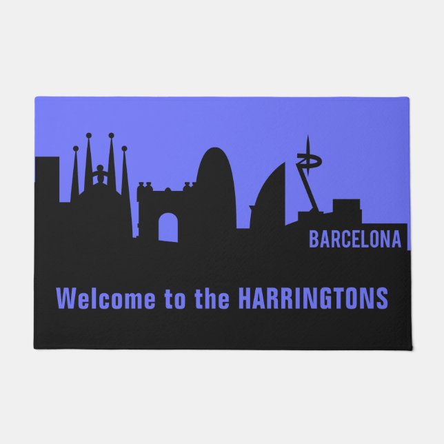 Barcelona Landmarks custom text & colour doormat (Front)