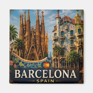 🧲 Barcelona Landmarks Travel Keepsake Spain 🏛️ Magnet