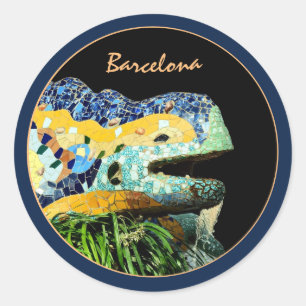 Barcelona Lizard & Park Guell, Catalonia / Gaudi Classic Round Sticker