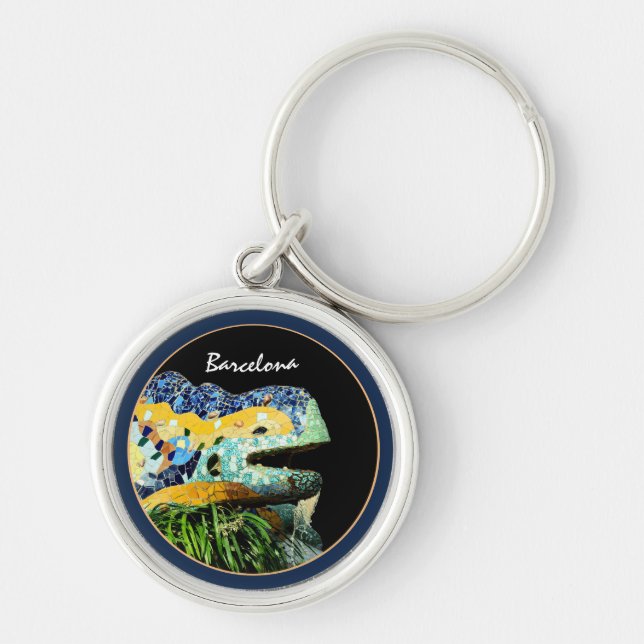 Barcelona Lizard & Park Guell, Catalonia / Gaudi   Key Ring (Front)