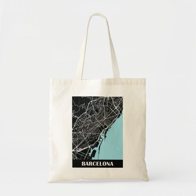 Barcelona Minimalist Map Tote Bag (Front)