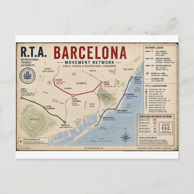 Barcelona Movement Network Postcard | R.T.A. (Front)