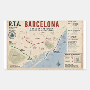 Barcelona Movement Network R.T.A. Public Access Rectangular Sticker
