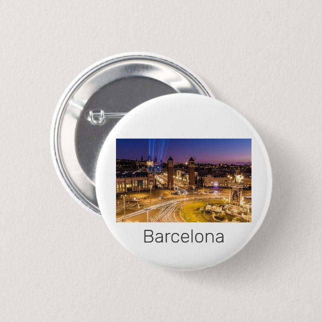 Barcelona Plaza de Espana Catalonia Spain Sunset 6 Cm Round Badge (Front & Back)