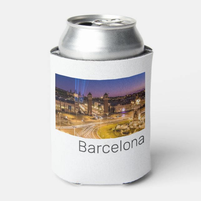 Barcelona Plaza de Espana Catalonia Spain Sunset Can Cooler (Can Front)
