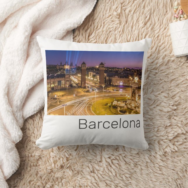 Barcelona Plaza de Espana Catalonia Spain Sunset Cushion (Blanket)