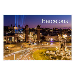 Barcelona Plaza de Espana Catalonia Spain Sunset Poster