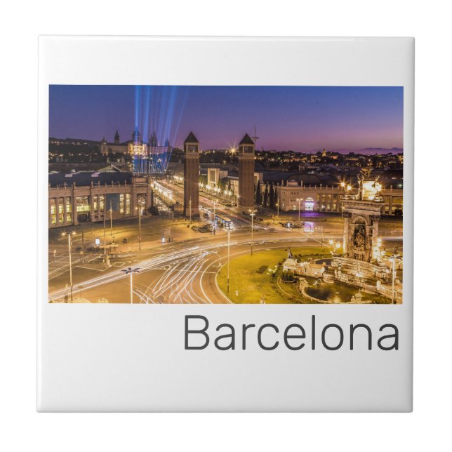 Barcelona Plaza de Espana Catalonia Spain Sunset Tile (Front)