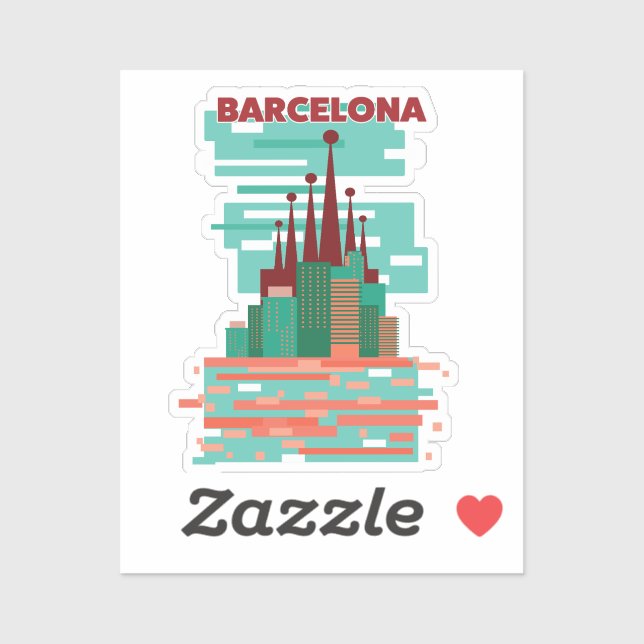 Barcelona retro Travel poster (Sheet)