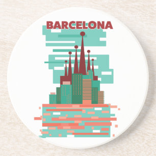 Barcelona retro Travel poster Coaster