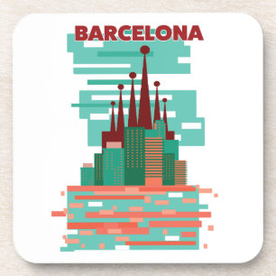 Barcelona retro Travel poster Coaster